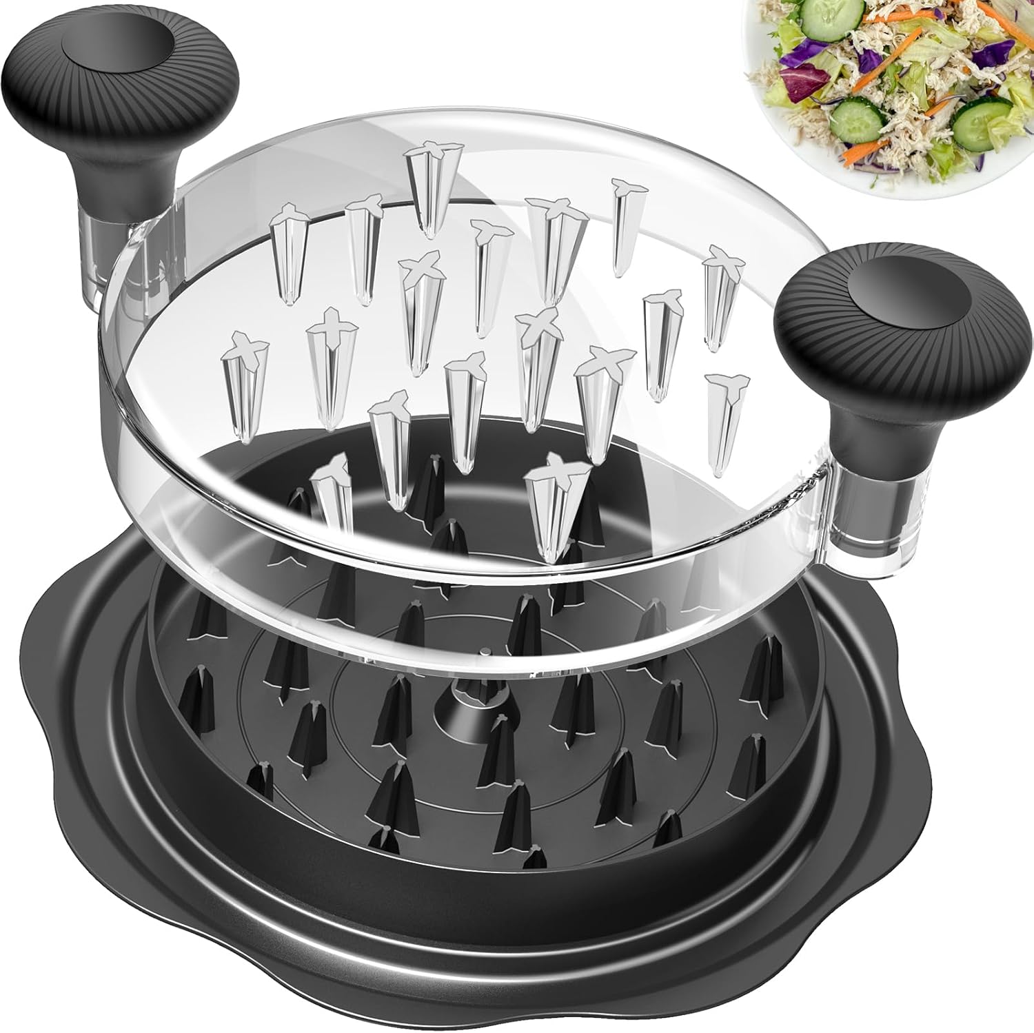 Ukeetap 10″ Pro Chicken Shredder Tool Twist Large for Kitchen, Black | BPA-Free Food-Safe Meat Grinder, Visible Chicken Breast Meat Shredder with Strong Anti-Slip Bottom & Ergonomic Handle