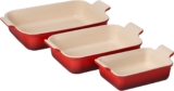 Le Creuset Stoneware Heritage 3-Piece Rectangular Baking Dish Set, Cerise