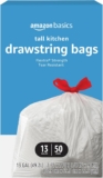 Amazon Basics Flextra Tall Kitchen Drawstring Trash Bags, 13 Gallon, 50 Count, Tear-Resistant, Unscented