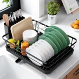 Kitsure Dish Drying Rack for Kitchen Counter, 12”W x 15.5”L, Black
