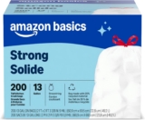 Amazon Basics Trash Bags, Tall Kitchen Drawstring, Unscented, 13 Gallon, 200 Count, Pack of 1, Packaging May Vary