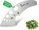 Plys Herb Stripper Tool for Basil – Stainless Steel Kitchen Herb Cutter 9 Holes, Unique Chef Tools for Kale, Chard, Collard Greens, Rosemary, Thyme, Parsley, 2026 Professional Kitchen Gadgets