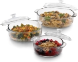 Libbey Baker’s Basics 3-Piece Glass Casserole Dishes with Glass Covers, Stackable Casserole Dishes for Oven, Microwave, Refrigerator, Versatile Baking Dish Set