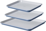 CAROTE 3-Piece Baking Pan Set – Bakeware Set, Baking Sheet Set Including 13 Inch 15 Inch 17 Inch Sheet Pan, Cookie Sheet for Baking, Royal Violet, Blue & Grey