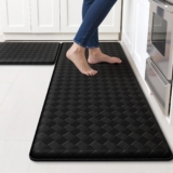 TranquilRelax 2-Piece Anti-Fatigue Kitchen Mats, Cushioned Non-Slip Waterproof Sink & Stove Floor Mats, Comfortable Standing Rug Set for Kitchen, Laundry & Entryway Black