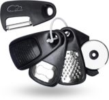 Kitchen Tools and Gadgets Set 5 Pieces, Cooking Essentials, Black | Essential Cooking Tools, Fruit/Vegetable Peeler, Grater, Bottle Opener, Pizza Cutter, Garlic/Ginger Grinder