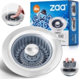 zaa 3 in 1 Kitchen Sink Drain Strainer Stopper Removable Basket Pop-Up | Kitchen Sink Accessories 1 Pack Silver Stainless – Food Catcher, Odor-Blocking Seal, Fits 3.5″ Drain, Easy Clean
