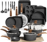 MAISON ARTS 30 Pcs Pots and Pans, Granite Induction Cookware Sets Non Stick