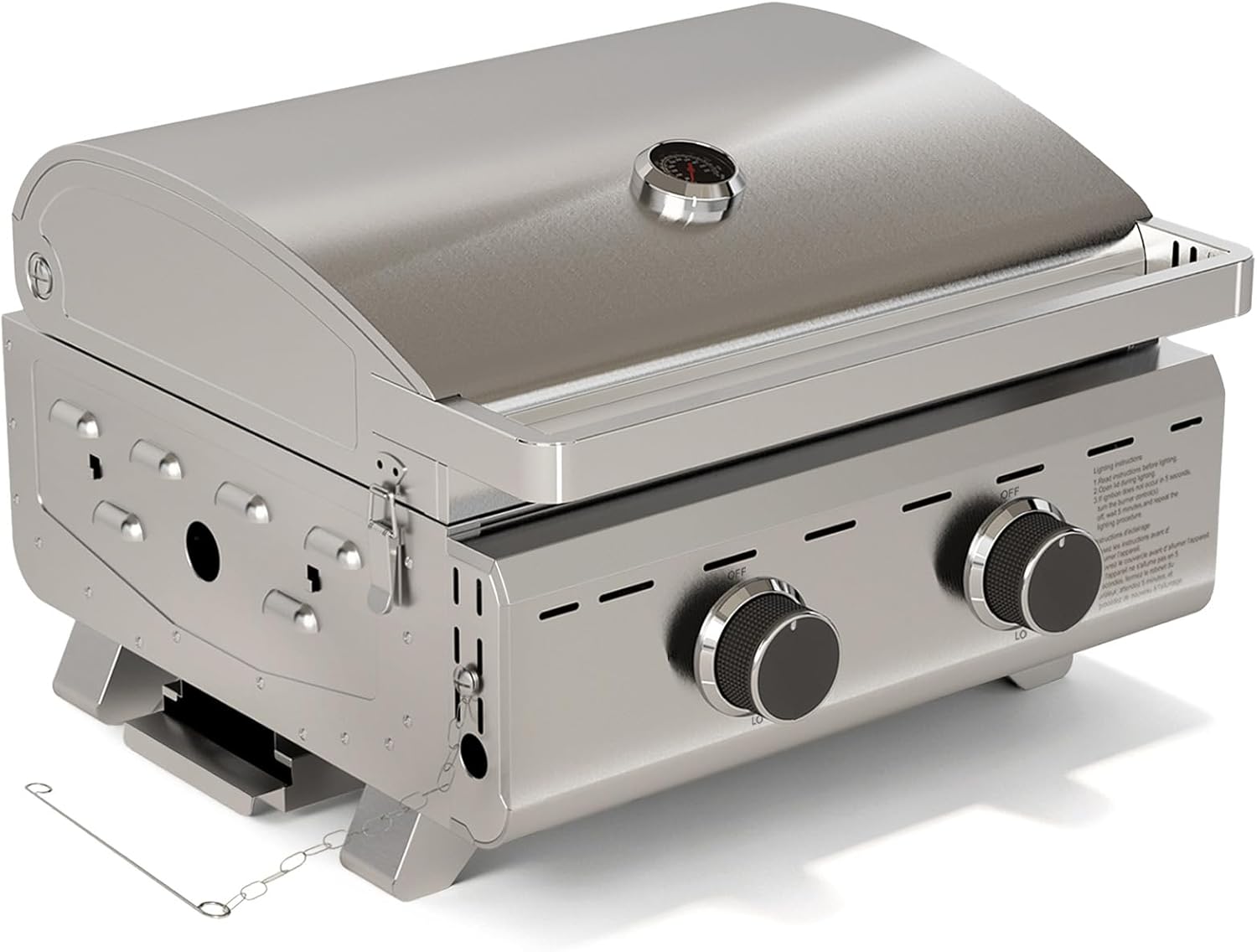 Electactic 20,000 BTUs Portable Tabletop Gas Grill, 2-Burner Propane Grill with Foldable Legs, 251 Sq.in Cooking Area, Stainless Steel BBQ Grill for Easy Assemble & Clean, Ideal for Outoor/RV/Patio