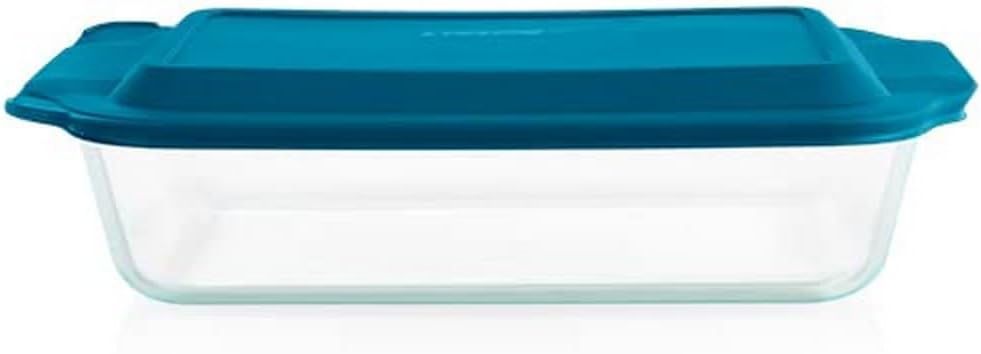 Pyrex Deep 9×13-Inch Glass Baking Dish with Lid, Deep Casserole Dish, Glass Food Container, Oven, Freezer and Microwave Safe, Clear Container