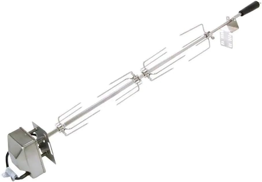 Spire 36 in. Stainless Steel Rotisserie Chicken Grilling Kit with Motor, 1/2 in. Rod, 4 Forks and Hardware, Outdoor Cooking & Grills, BBQ Grills, Fits up to 36″ Fireboxes, 790-0006B