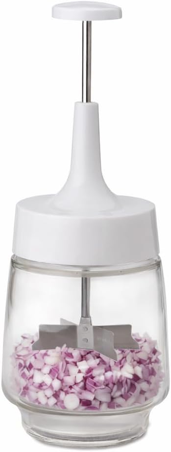 HIC Kitchen Old Fashioned Onion Chopper, Glass, 18/8 Stainless Steel Plane-Edge Blades For Onions, Eggs, Product, Nuts