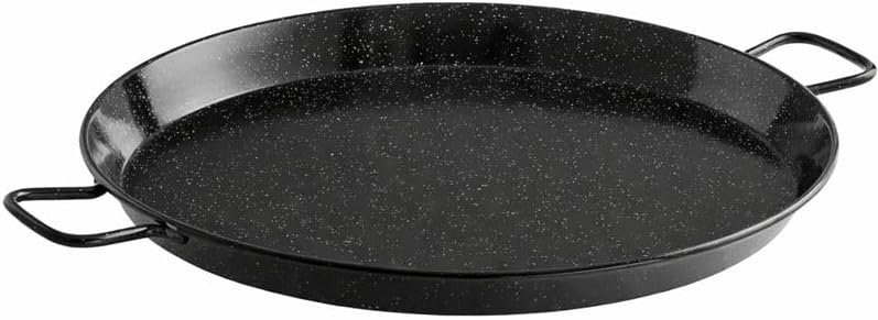 Carbon Steel Paella Pan – Multiple Sizes & Finishes, Polished or Enameled, Traditional Flat Pan for Stovetop & Oven Cooking (Enameled Carbon Steel, 24 Inch)