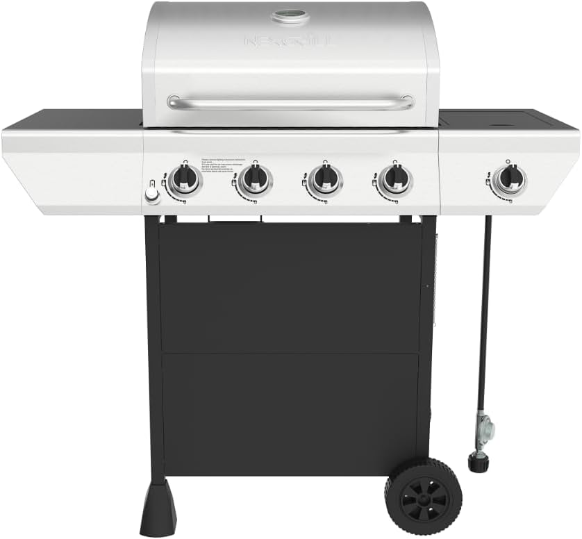 Nexgrill 4-Burner Propane Gas Grill with Side Burner, 52,000BTUs, 562 SQ. In. Cooking Space, BBQ Grill with Stainless Steel Lid & Control Panel for Outdoor Cooking, Patios, and More – 720-0925PA
