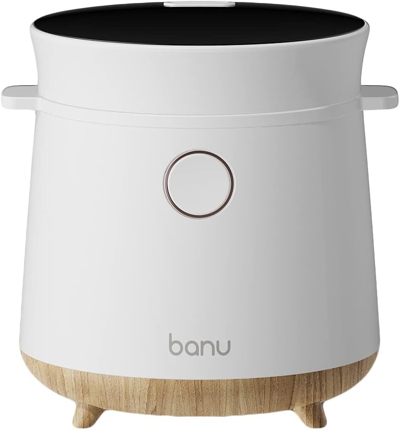 BANU Small Mini Rice Cooker Low Carb, Reduce Sugar, Keto Friendly 3 Cups Standard Capacity, 1 Cup Low-Carb Mode, Keep Warm 24 Hours Preset For White, Brown Rice, Soup, Cake (WHITE)