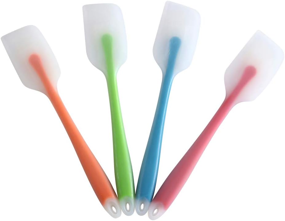 HiramWare Silicone Spatula Set of 4 – Heat Resistant Flexible Spatula 450F with Stainless Steel Core – Food Grade Premium Good Grip Kitchen Utensils – Seamless, Heavy Duty, BPA Free, Dishwasher Safe