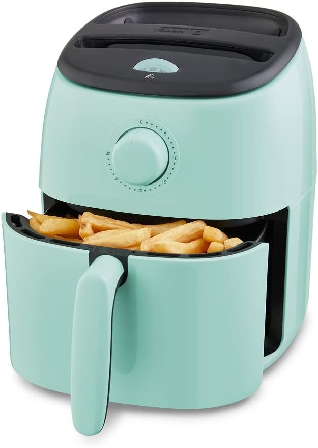 Dash Tasti-Crisp™ Air Fryer – AirCrisp® Technology – Compact Design with Adjustable Temperature Control – Nonstick Fry Basket & Auto Shut-Off Feature – 2.6 Quarts – Aqua