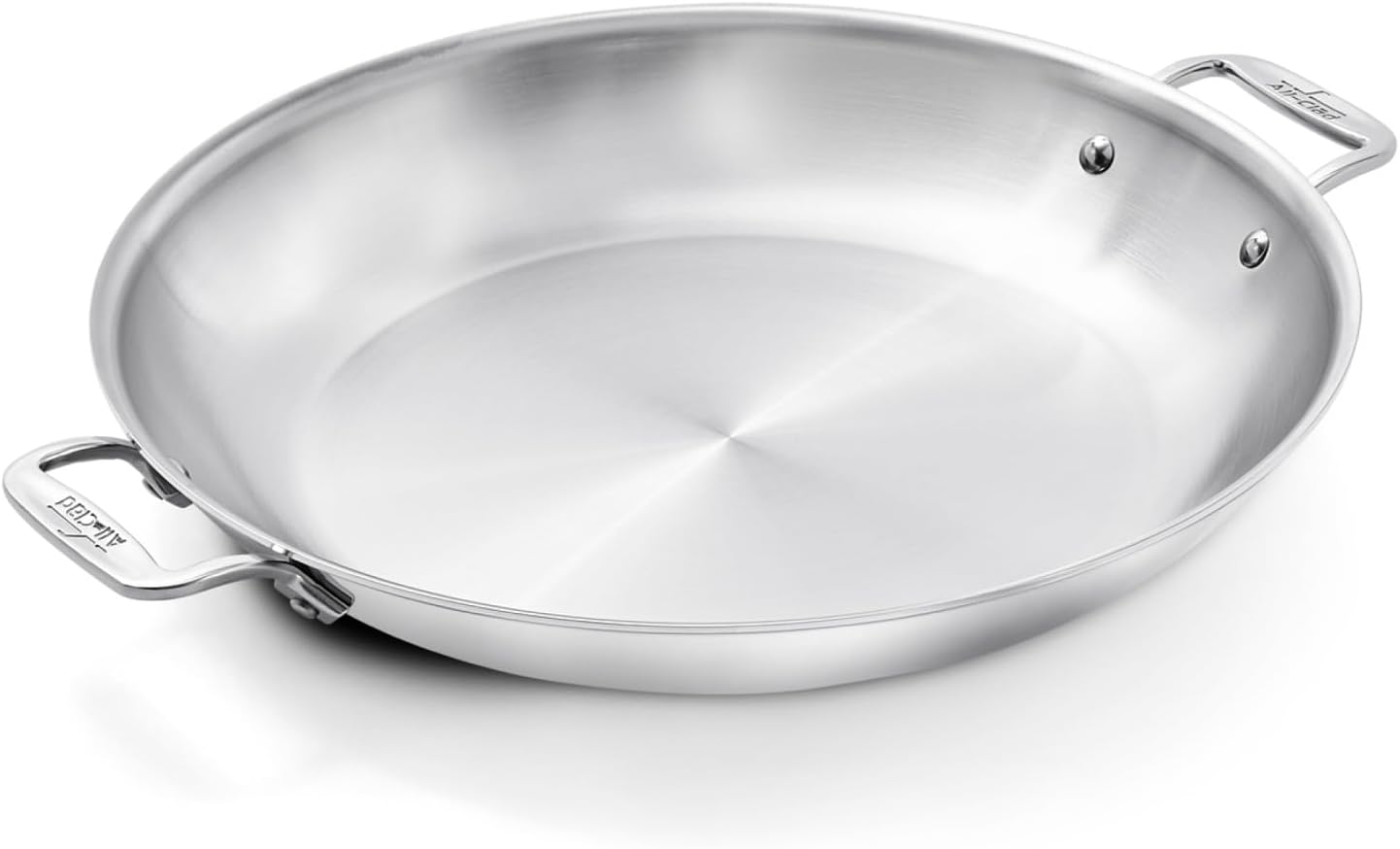 All-Clad D3® Stainless Steel 14 inch Paella Pan- Made in the USA- The Original Bonded Professional Cookware- Oven Safe & Induction Compatible