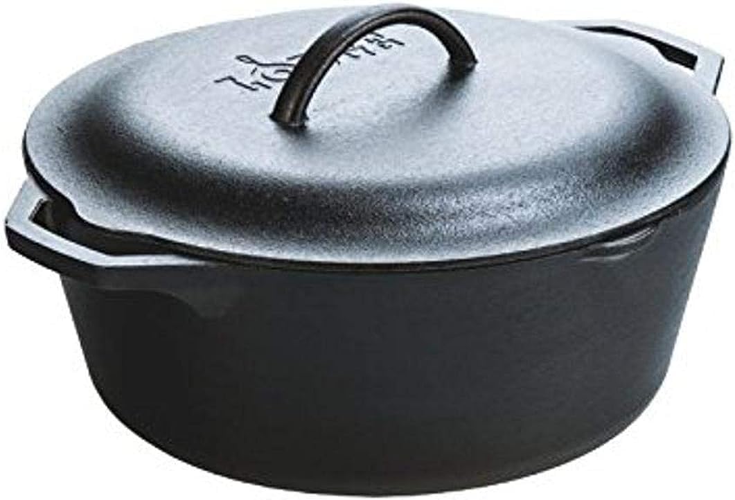 Lodge Cast Iron Dutch Oven 7 Quart – Loop Handle Cooking Vessel – Even Heat Retention – Oven-Safe, Versatile Pot