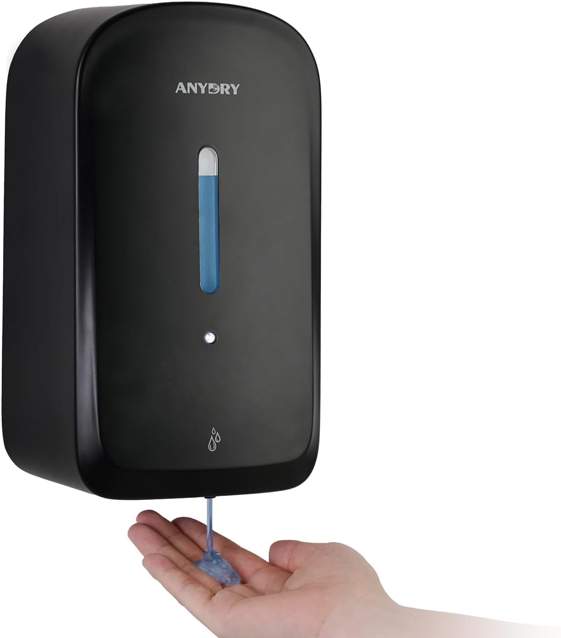 anydry Commercial Automatic Soap Dispenser Large 34oz/1000ml Capacity Wall-Mounted Touchless Liquid Dispenser for High-Traffic Restrooms, Offices, Hospitals Model AD1220S Black