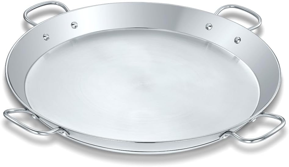 Concord Premium Stainless Steel Paella Pan with Heavy Duty Triply Bottom (20″ (50 CM))