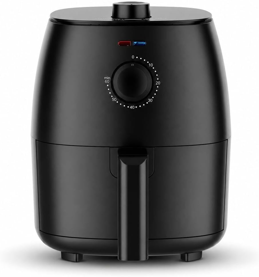 SKYREN 2.2 Qt Compact Air Fryer Oven, Arctic Black, Nonstick Basket, Adjustable Temperature & Timer, Countertop Cooking Appliance for Quick Everyday Meals