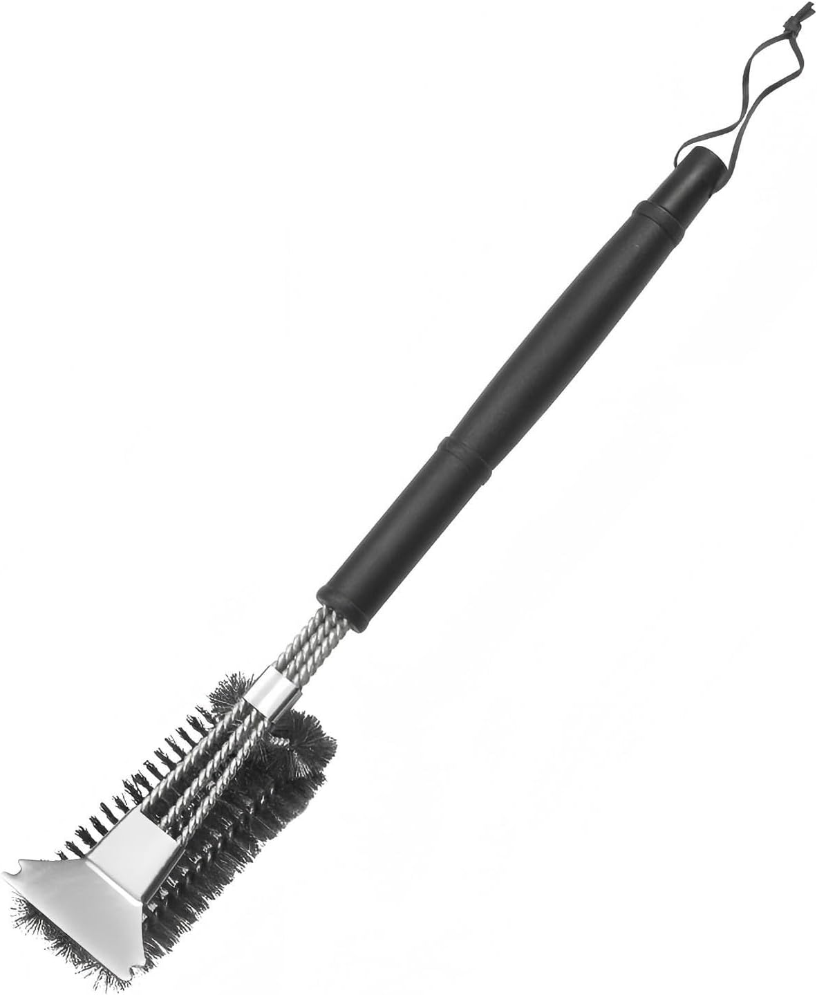 Heavy Duty Grill Brush for Outdoor BBQ – Stainless Steel Cleaner for Gas, Charcoal & Pellet Grills – Safe for Porcelain & Cast Iron Grates – Professional BBQ Tool – Steel Silver