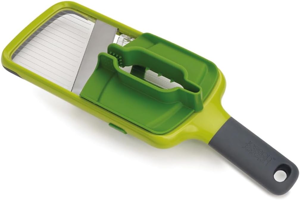 Joseph Joseph Multi-Grip Hand-held Kitchen Mandoline, Fruit and Vegetable Slicer with Food Grip and Adjustable Blades, Dishwasher Safe