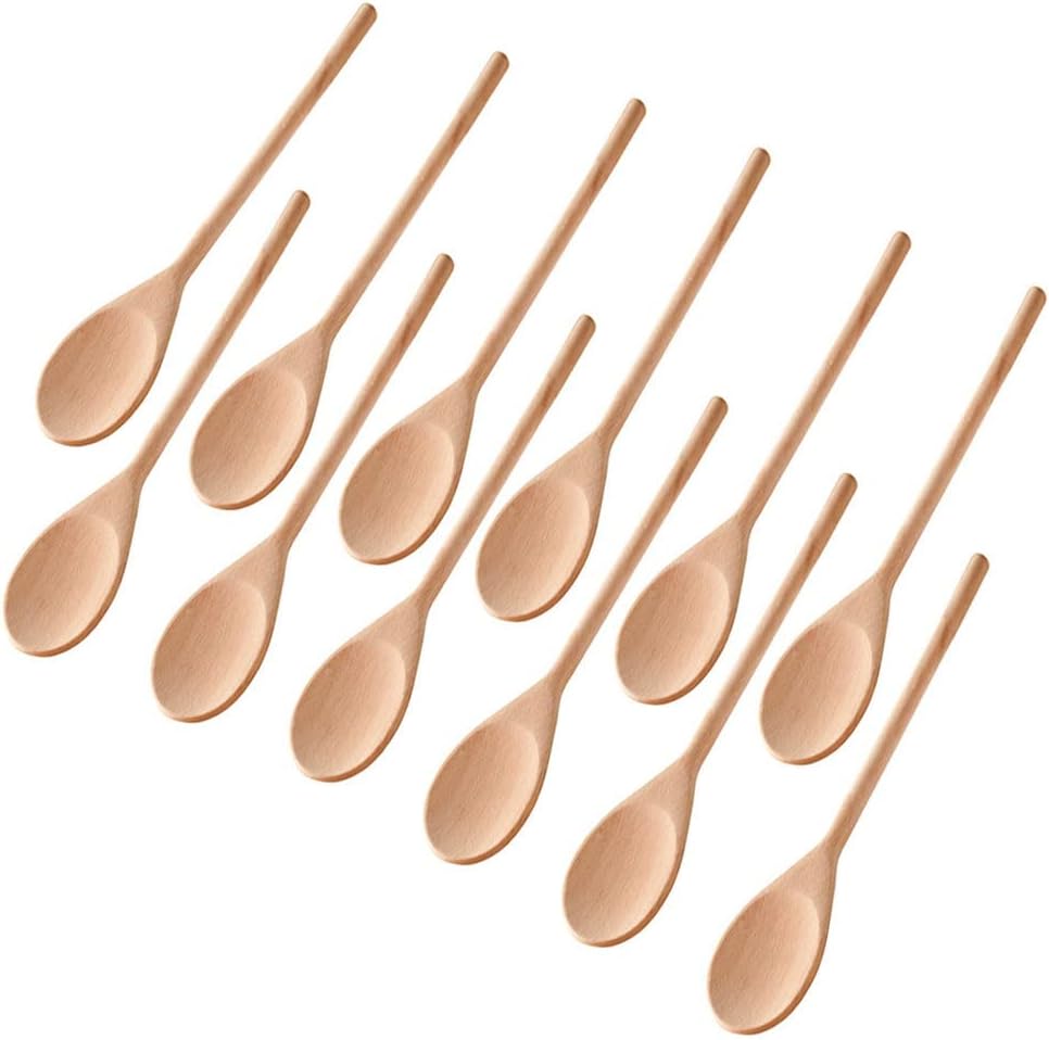 Kitchen Wooden Spoons Mixing Baking Serving Utensils Puppets 12 In – 12 Pack