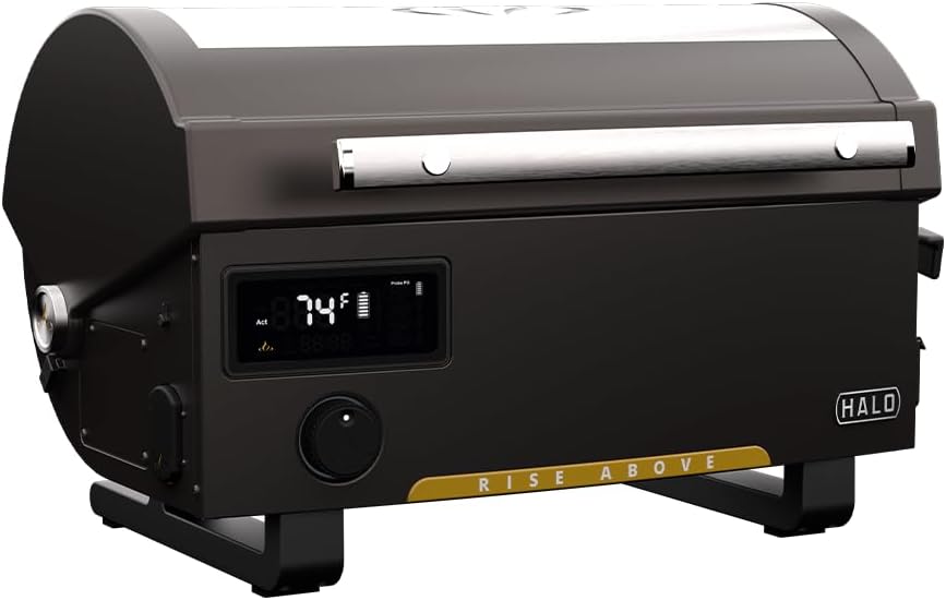 HALO Prime300 Countertop Pellet Grill | Up to 500°F | Portable 300Sq. In. Cooking Surface | Optional Lithium-ion Battery Power | HS-1005-ANA
