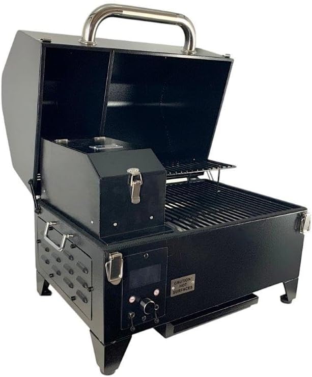Freedom Portable Pellet Grill & Smoker: Digital Display, Dual Meat Probes, 242 sq in Cooking Area, AC/DC Powered, Black