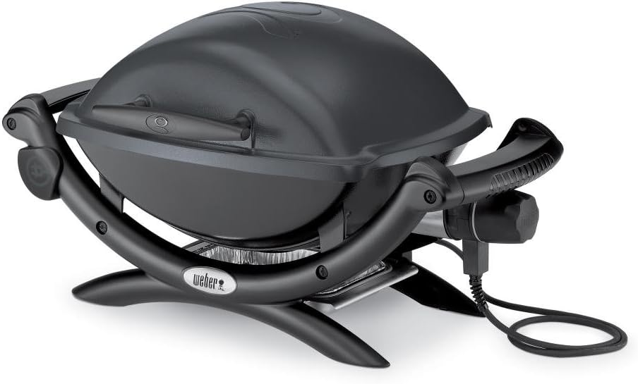 Weber Q1400 Electric Grill, Gray – Portable 1560‑Watt Outdoor Electric BBQ with Porcelain‑Enameled Cast‑Iron Grates – Compact Balcony & Patio Grill with Infinite Control Settings