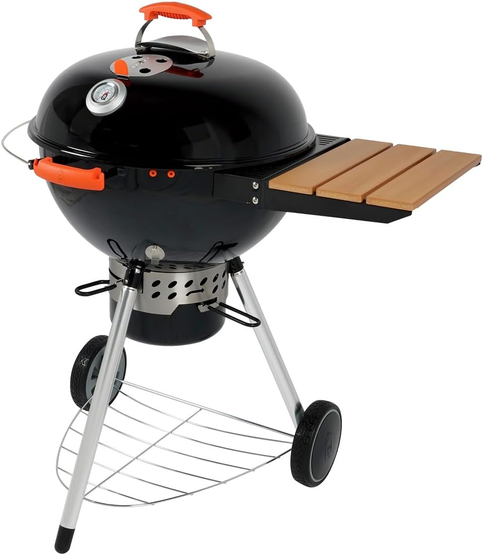 ProQ Charcoal Kettle BBQ Grill with Side Table (Rodeo ST-57), 22″ – Charcoal Barbecue Grill – Outdoor Smokers and Grills – BBQ with Smoker