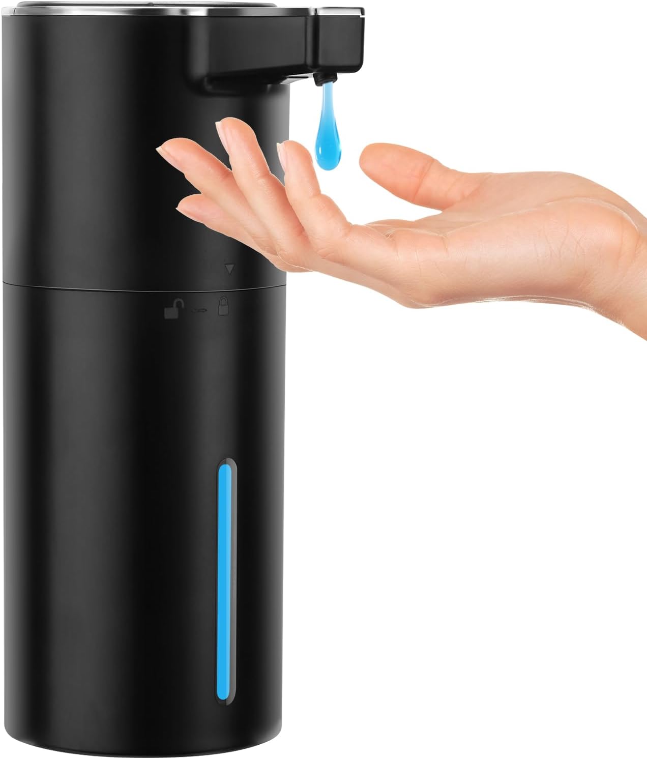 Automatic Soap Dispenser Liquid Touchless: 13.52oz/400ml Wall USB Rechargeable – 4-Level Adjustable Modern Electric Hand Soap Dispenser – Kitchen Bathroom Kids Family Black
