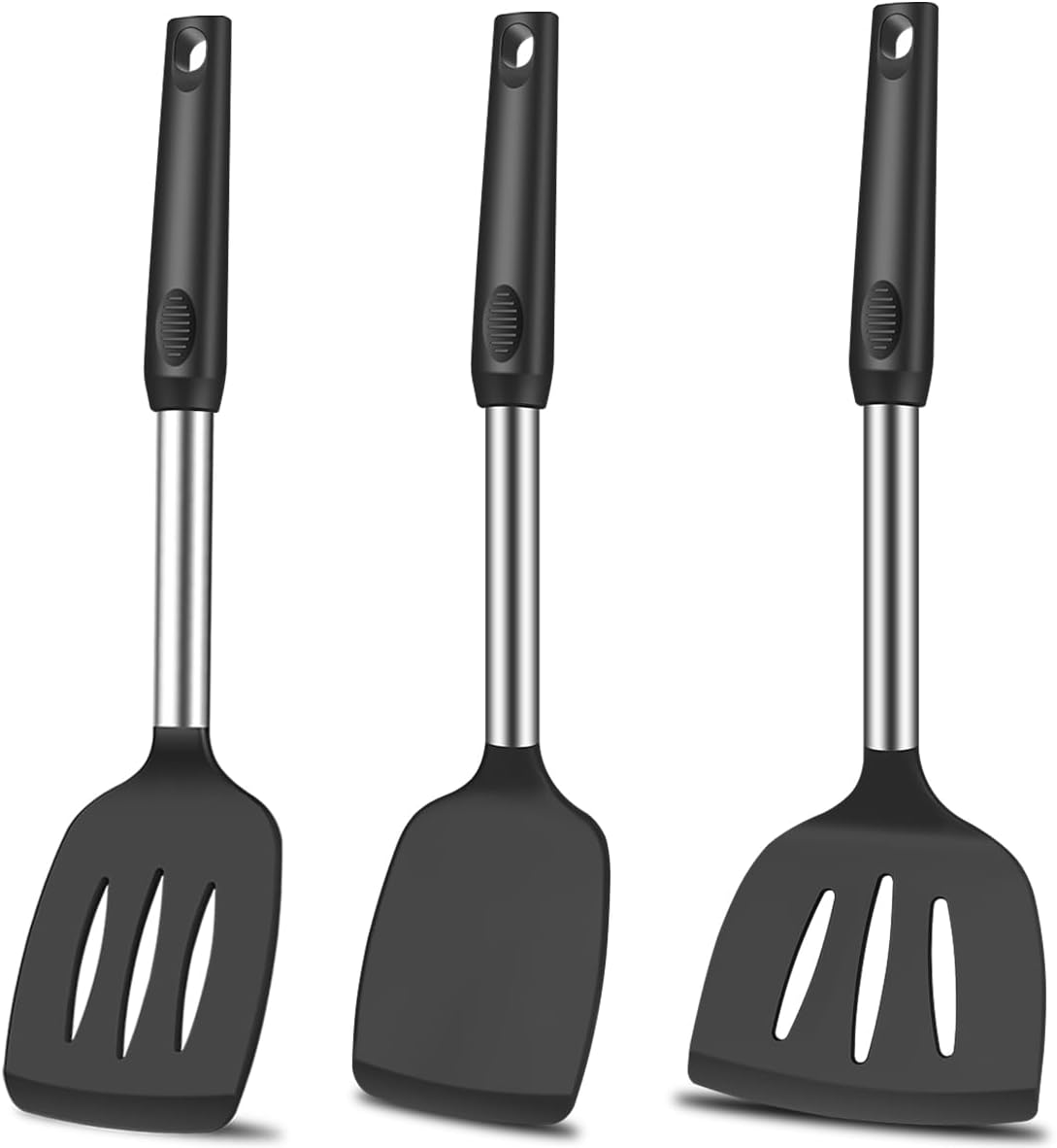 KLAQQED Spatula Set Silicone Heat Resistant for Nonstick Cookware Rubber Silicone Spatula Turner Fish, Large Nonstick Plastic Egg Wok Spatula for kitchen use Cooking Utensils Set