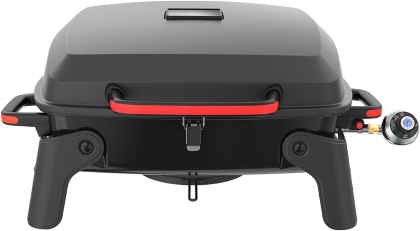 Megamaster 1-Burner Portable Gas Grill with Locking Lid, 11,000 BTU Stainless Steel Burner, Foldable Legs, Small Propane Grill for Outdoor Cooking, Camping, BBQs, Patios, and Gardens – 820-0065C