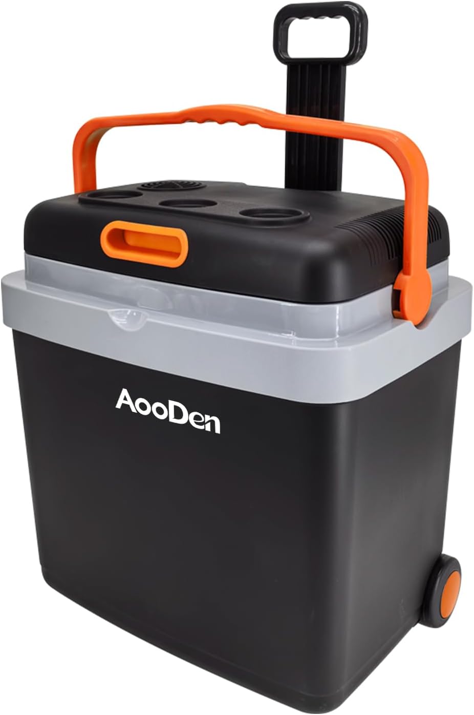 Electric Car Cooler and Warmer 35 Quart(33 Liter) Capacity with Draw bar and Wheels, Thermoelectric Iceless Cooler for Travel, Camping, Vehicles, Truck, Home – 12V DC and 120V AC