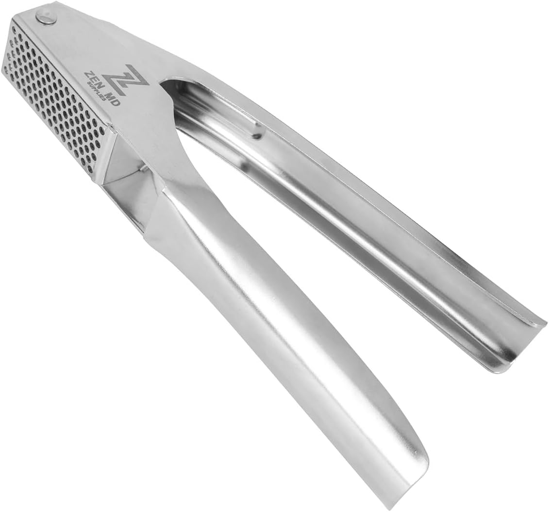 Premium Garlic Press Stainless Steel, Heavy Duty Mincer & Crusher Tool, Large Capacity Ginger Press and Masher, Easy Squeeze Presser, Rustproof Dishwasher Safe Kitchen Gadget