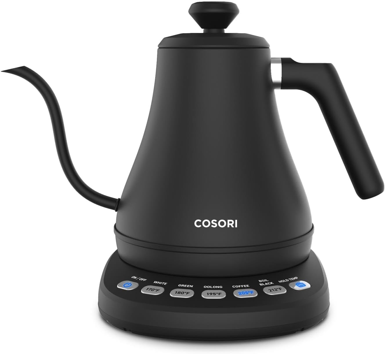 Cosori Electric Gooseneck Kettle with 5 Temperature Control Presets, Pour Over Kettle for Coffee & Tea, Hot Water Boiler, 100% Stainless Steel Inner Lid & Bottom, 1200W, 0.8L, Black