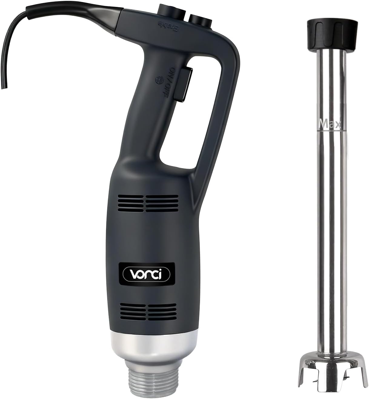 VONCI 500W Commercial Immersion Blender, 16″ SUS 304 Removable Shaft, Heavy Duty Power Hand Mixer with Variable Speed 6000-20000RPM, Professional Electric Stick Blender for Restaurant Kitchen Use.