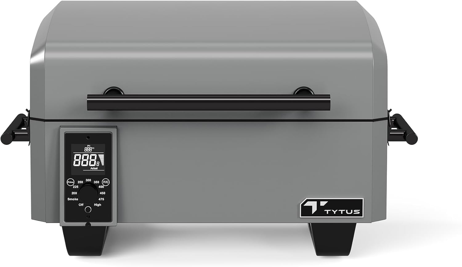 TYTUS Tabletop Pellet Smoker with 285 Sq. In Cooking Area between Main & Warming Rack, Digital Temp Dial, Electric Start with Porcelain Enameled Steel Grates, Portable & Compatible with Prep Cart