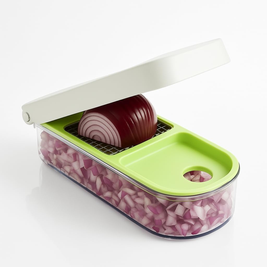Vidalia Chop Wizard Vegetable Chopper – Original As Seen On TV Food Dicer with 2 Stainless Steel Blades, Large 2-Cup Container, Cleaning Tool, Dishwasher Safe Onion & Vegetable and Fruit Cutter