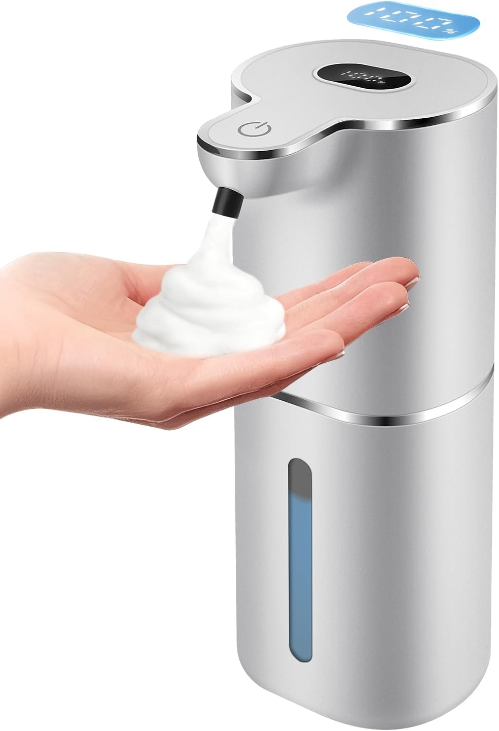Automatic Foaming Soap Dispenser with Digital Display, 6-Level Foam Adjustable, Rechargeable, 12.8oz/ 380ml Wall Mounted Touchless Hands Free Auto Dispenser for Kitchen, Bathroom, Hotel, Restaurant