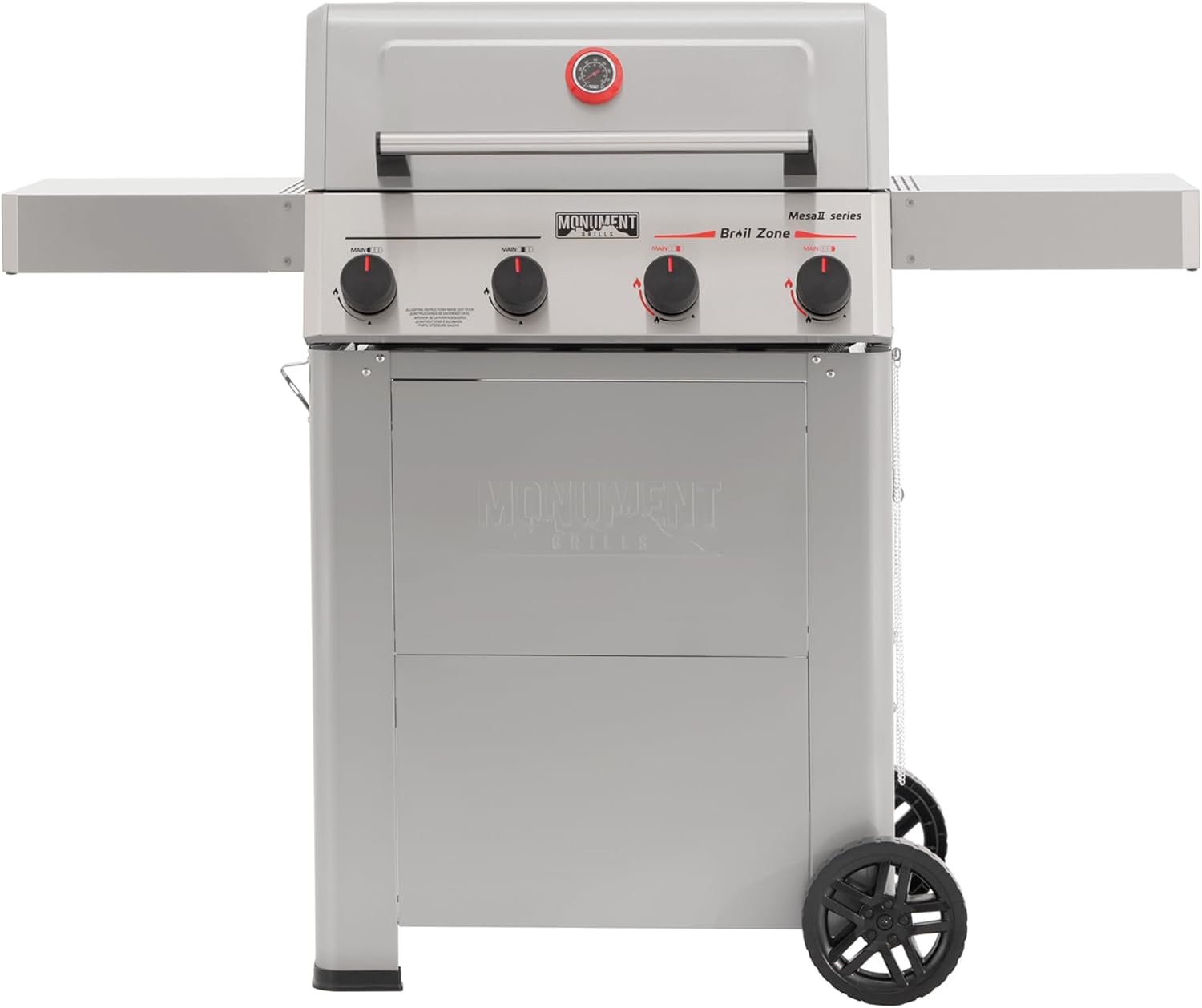Monument Grills 4 Burner Propane Gas Grill with Advanced Broil Zone, Stainless Steel Outdoor Mesa 2 Barbecue Grill, Foldable Side Shelves, 500°F in 5 Mins, Assembles in 30 Minutes, Mesa II 410FBZ