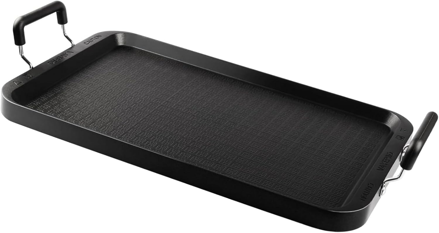 Vayepro Stove Top Flat Griddle, 17 Inch 2 Burner Griddle Pan for Stove Top Grill, Aluminum Pancake pan, Non-Stick Charcoal Grill For Outdoor/Camping