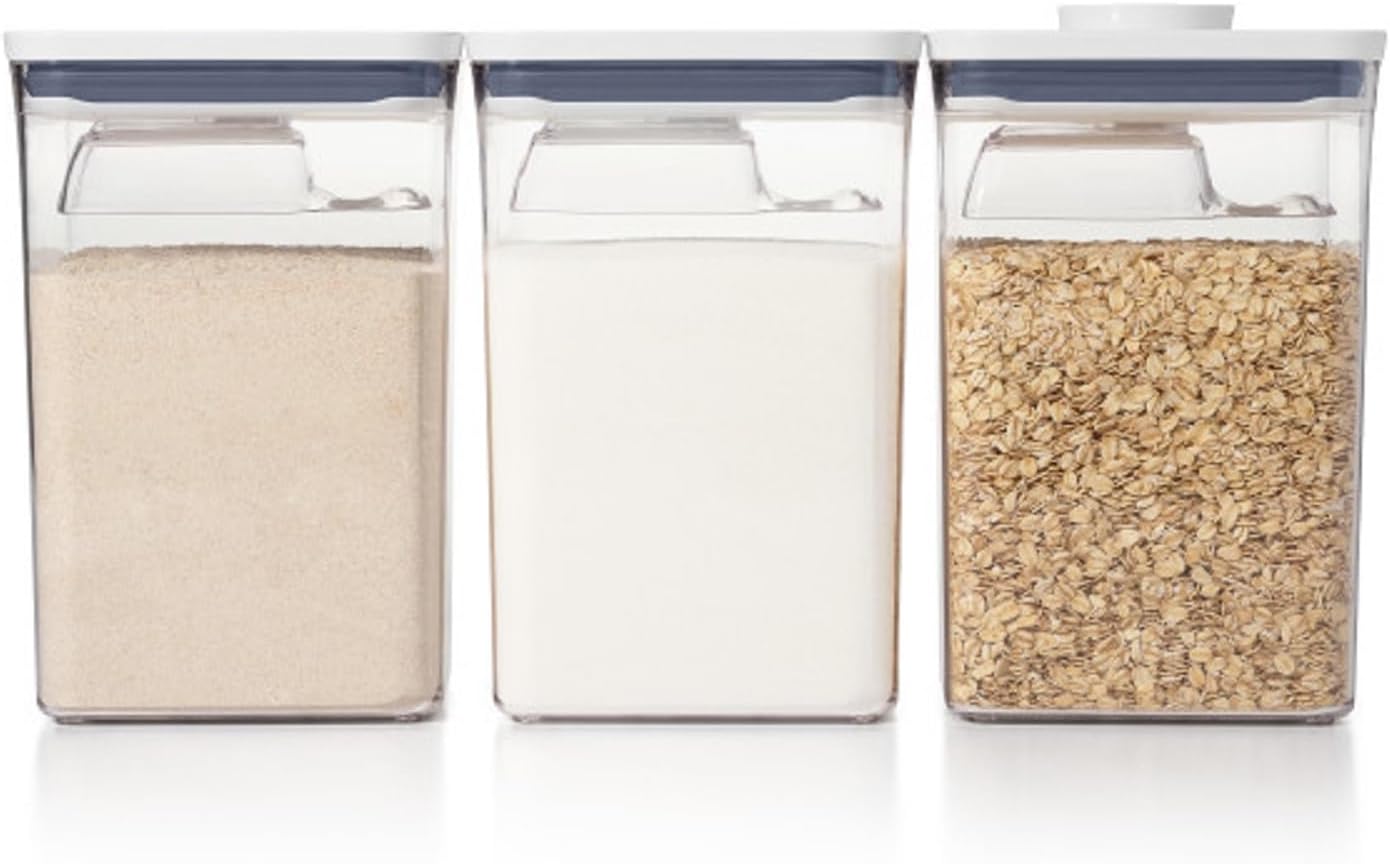 OXO New Good Grips 6‑Piece POP Container Bulk Set, Stackable with Attached ½ Cup Scoops, Panty Organization and Storage