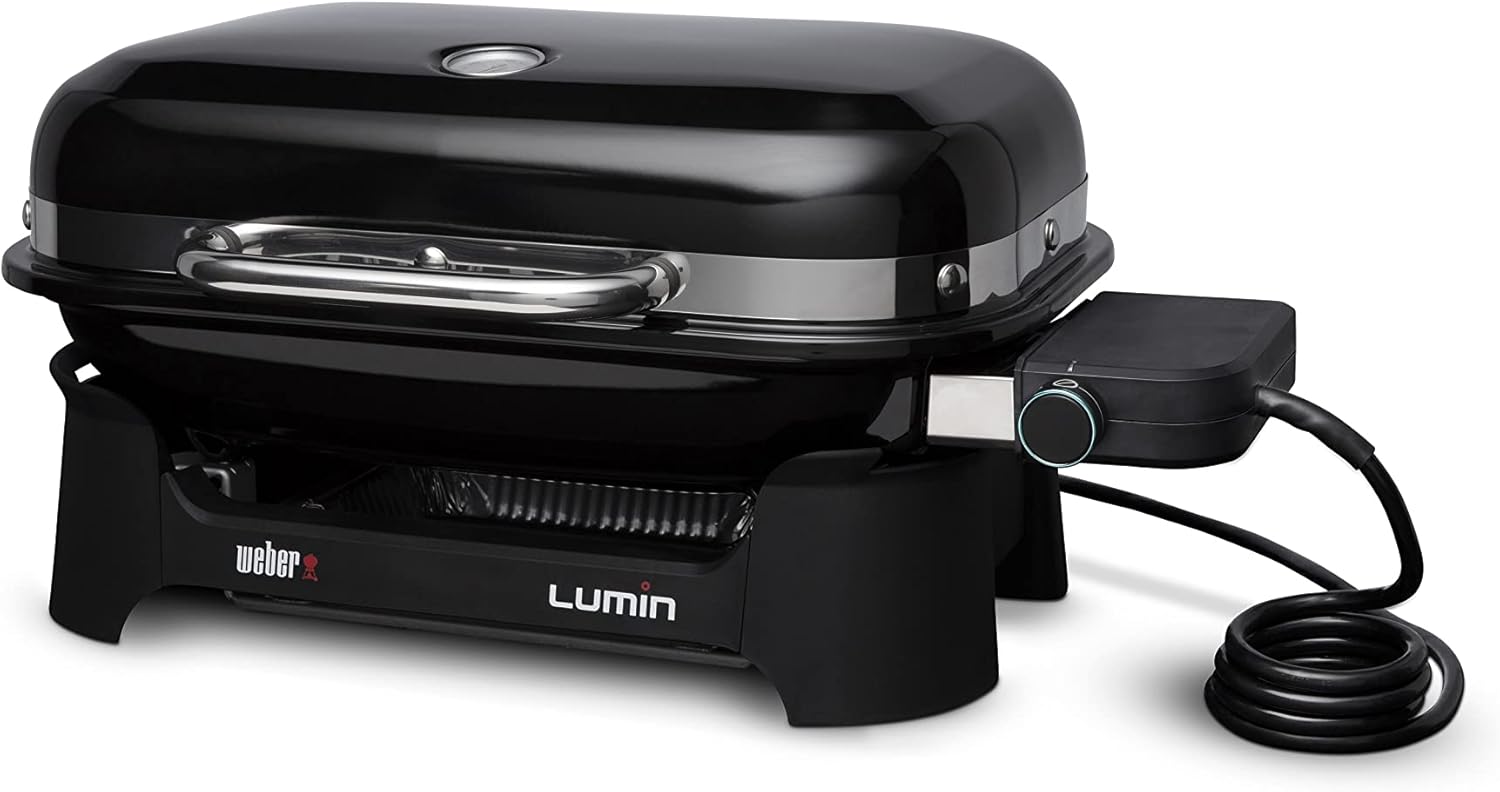 Weber Lumin Compact Outdoor Electric Barbecue Grill, Black – Great Small Spaces such as Patios, Balconies, and Decks, Portable and Convenient