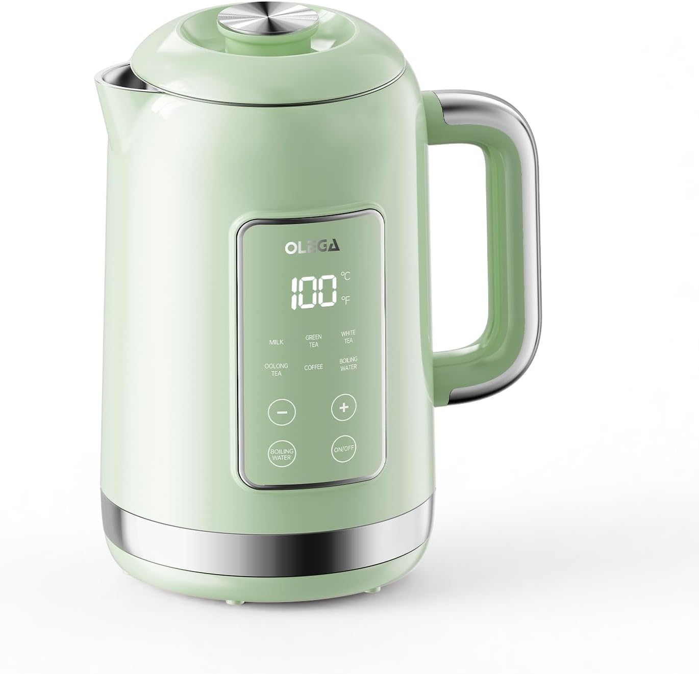 Electric Kettle Temperature Control: OLEGA 1.5L Stainless Steel Smart Kettle Hot Water Boiler, 6 Temp Presets, 1200W Fast Boiling Electric Tea & Coffee Kettle, Electric Kettles Teapot for Home -Green