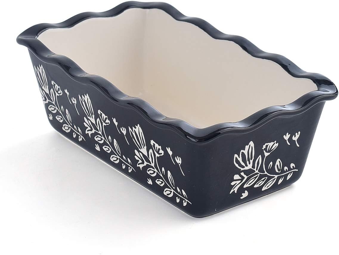 Loaf Pan Bread Pan Ceramic Loaf Pans for Baking Bread Porcelain Bread Loaf Pan Nonstick Bread Pans for Baking, Grass Black