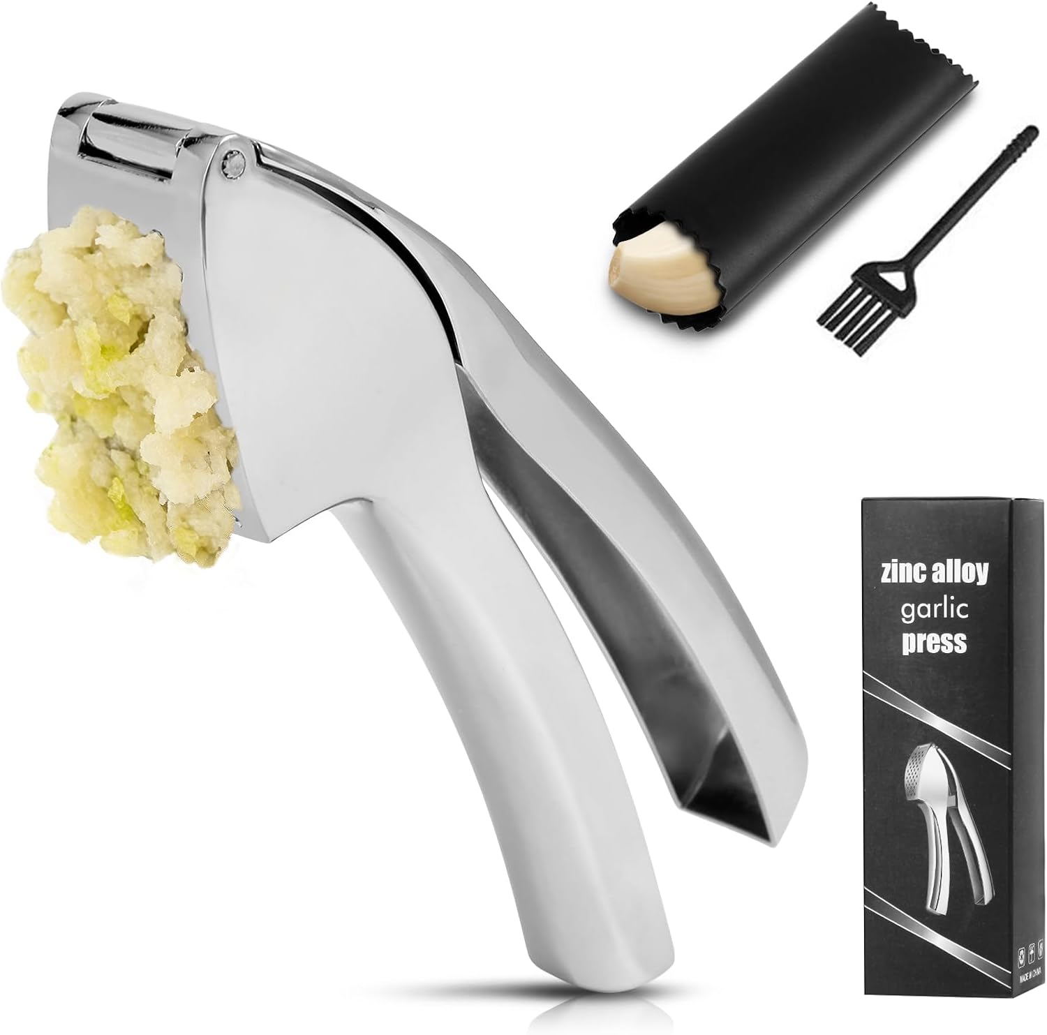 Heavy Duty Garlic Press, Die-Cast Zinc, Dishwasher Safe